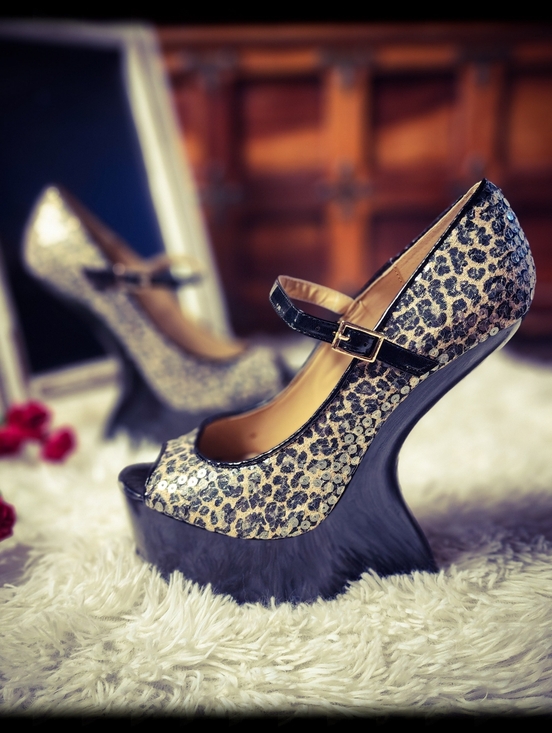 Chinese Laundry Shoes - Chinese Laundry Leopard Sequin Heel-less Platform Wedge
